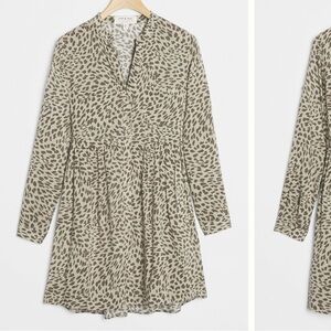 Anthropologie Cloth & Stone Cheetah Print Mini Dress in Olive Size S
